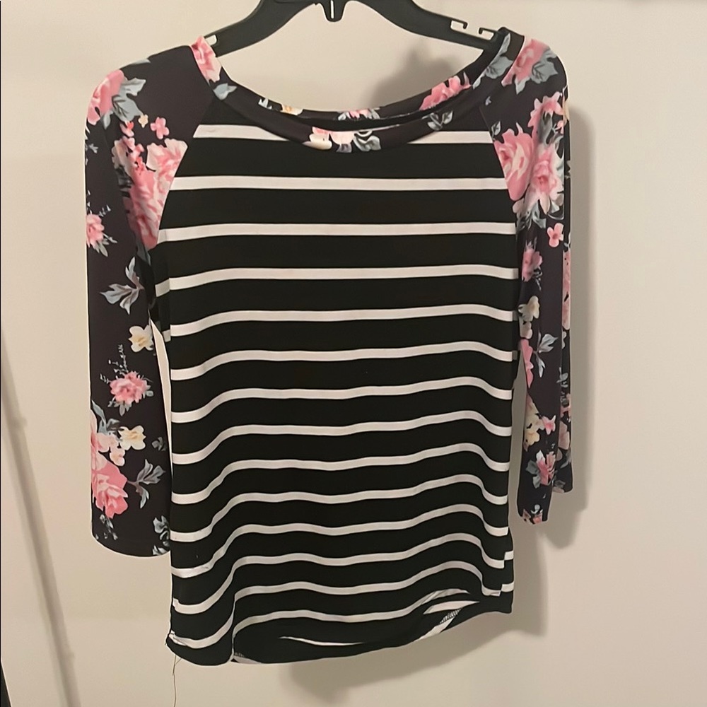 Floral and Striped Women's Top